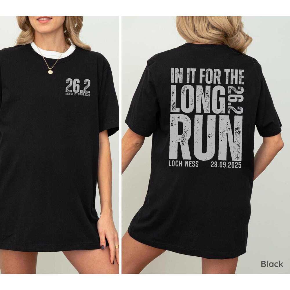 Personalised Marathon T-shirt 2 Sided, Running Motivation Race Completion Gifts